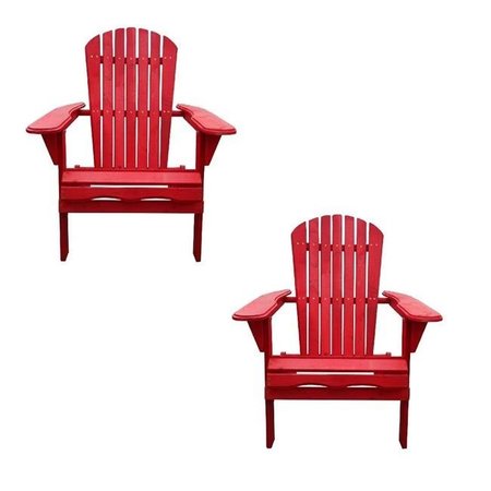 W UNLIMITED W Unlimited SW1912RDSET2 Oceanic Folding Adirondack Chair; Red - Set of 2 SW1912RDSET2